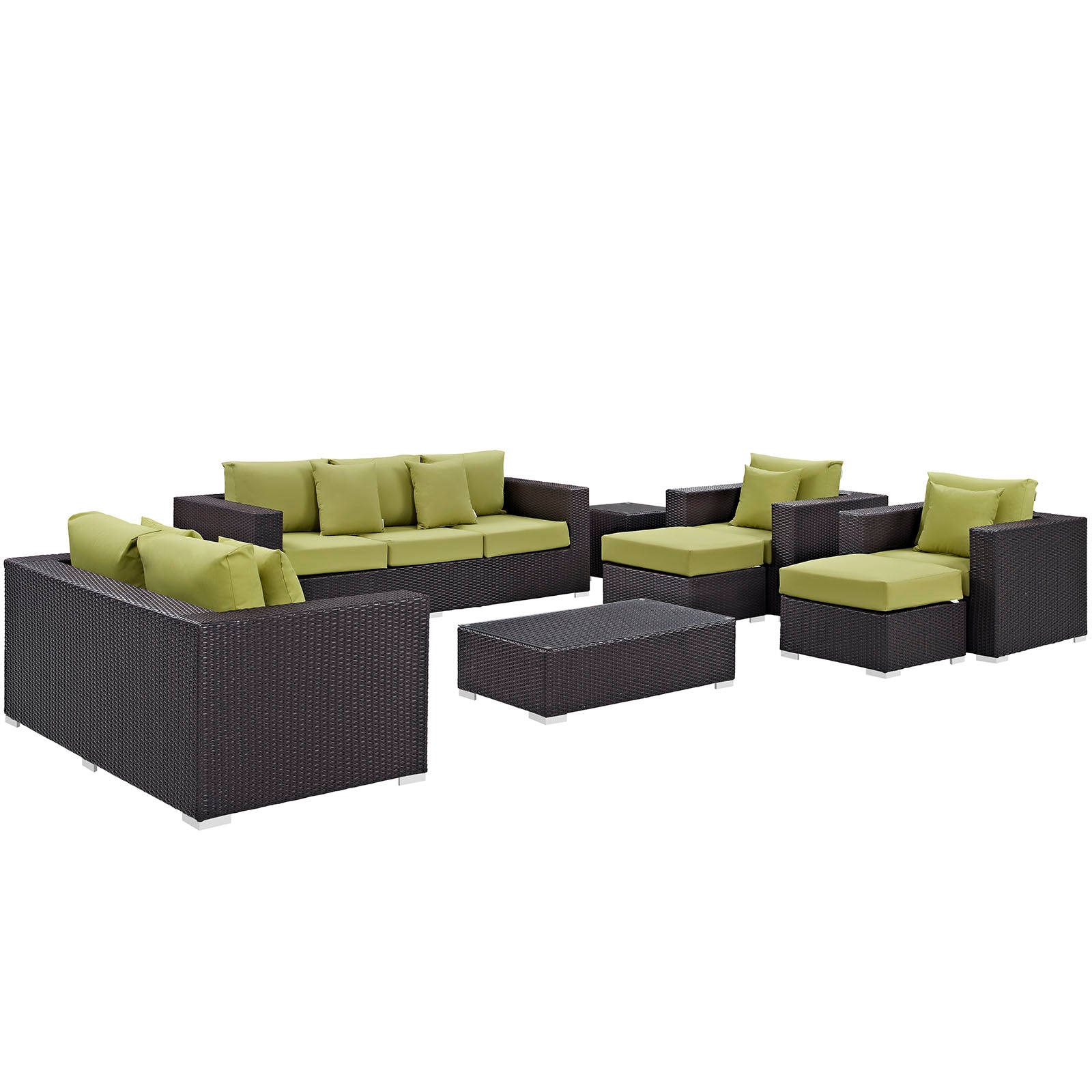 Modway Convene 9 Piece Outdoor Patio Sofa Set - EEI-2161 | Outdoor Sofas, Loveseats & Sectionals | Modishstore-32