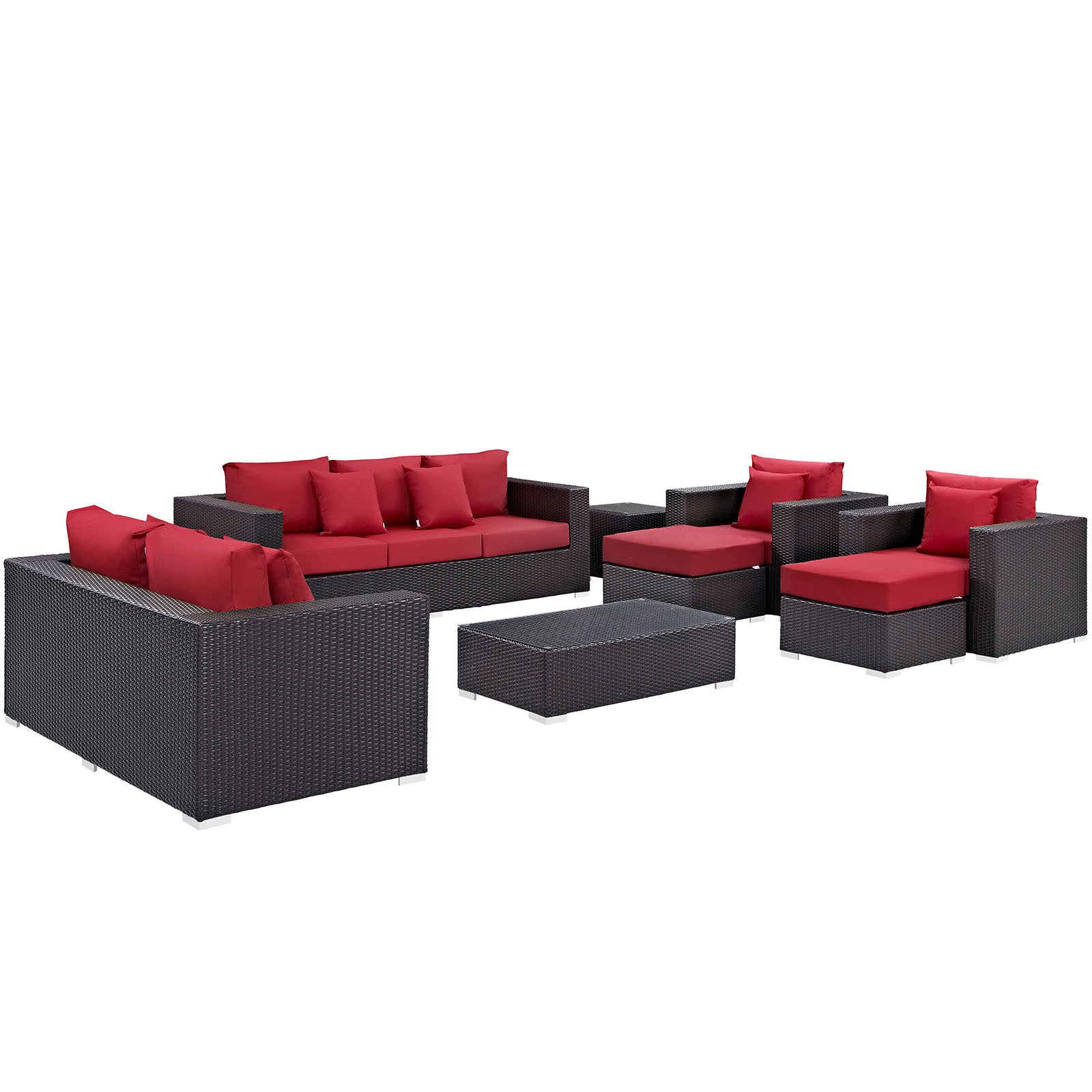 Modway Convene 9 Piece Outdoor Patio Sofa Set - EEI-2161 | Outdoor Sofas, Loveseats & Sectionals | Modishstore-31