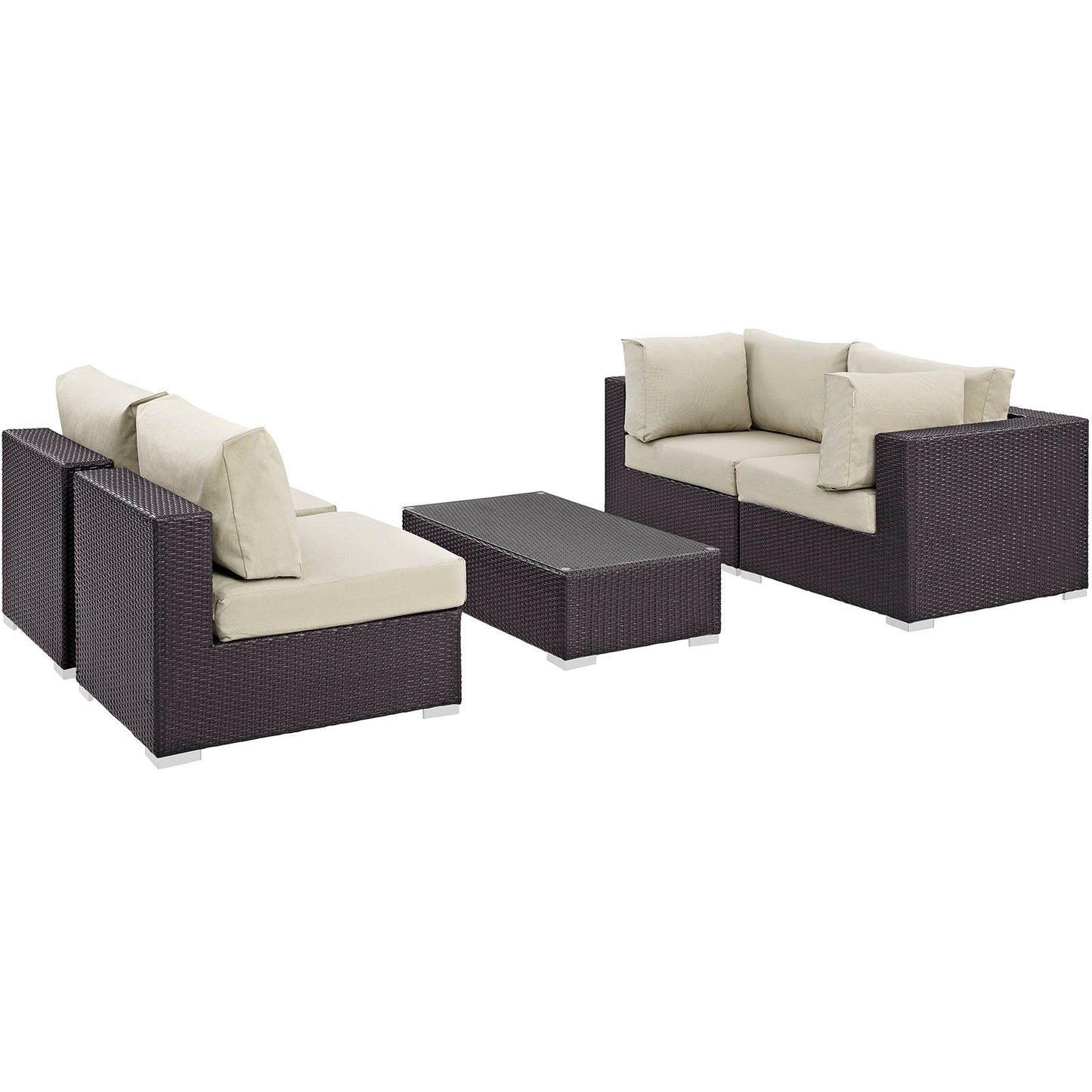 Modway Convene 5 Piece Outdoor Patio Coffee Table Set | Outdoor Sofas, Loveseats & Sectionals | Modishstore-46