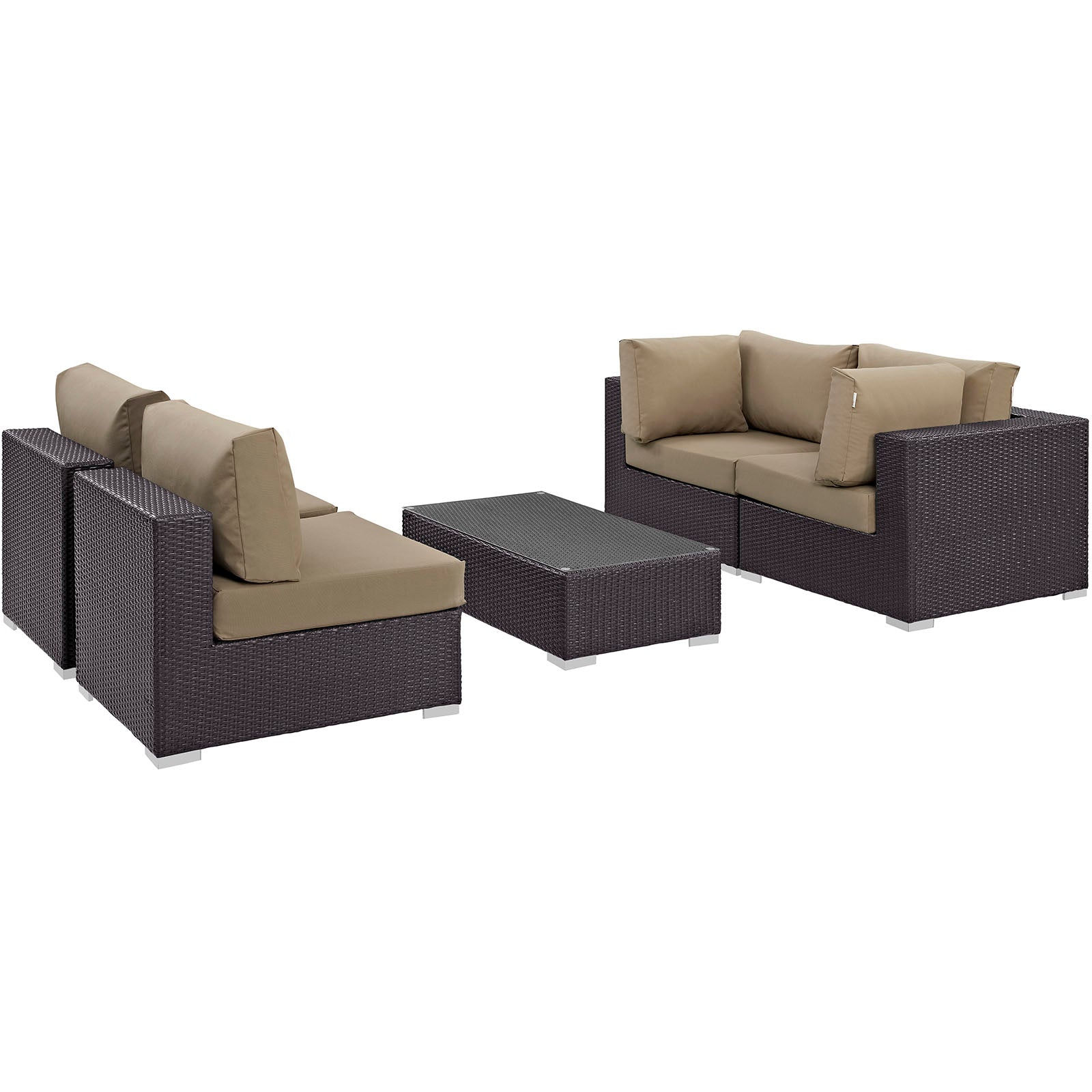 Modway Convene 5 Piece Outdoor Patio Coffee Table Set | Outdoor Sofas, Loveseats & Sectionals | Modishstore-45