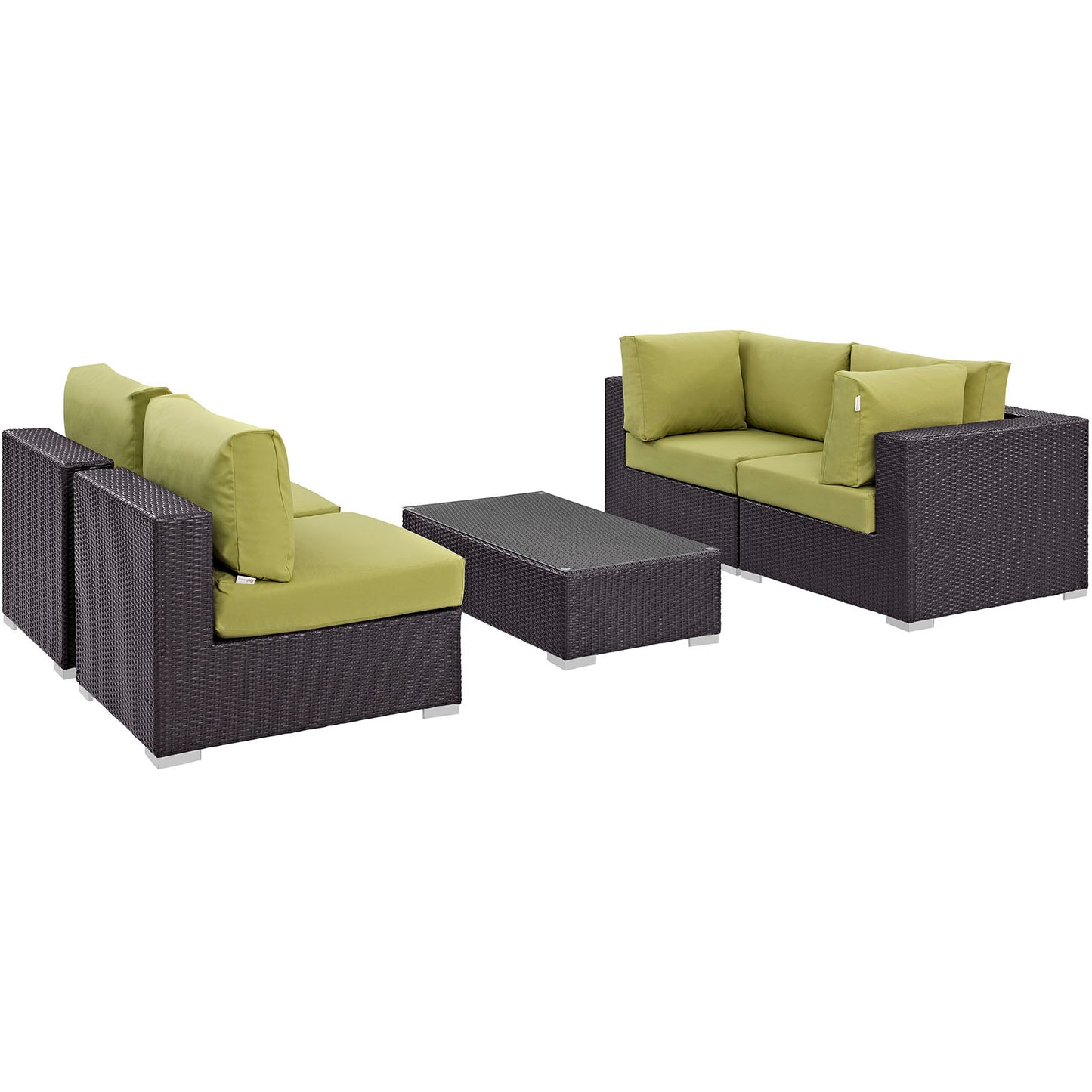 Modway Convene 5 Piece Outdoor Patio Coffee Table Set | Outdoor Sofas, Loveseats & Sectionals | Modishstore-43