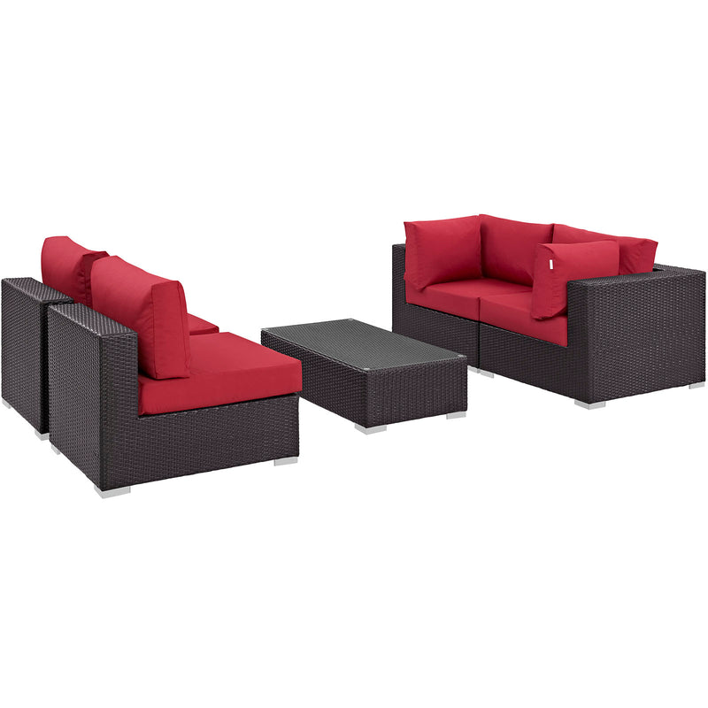 Modway Convene 5 Piece Outdoor Patio Coffee Table Set - EEI-2163 | Outdoor Sofas, Loveseats & Sectionals | Modishstore - 3