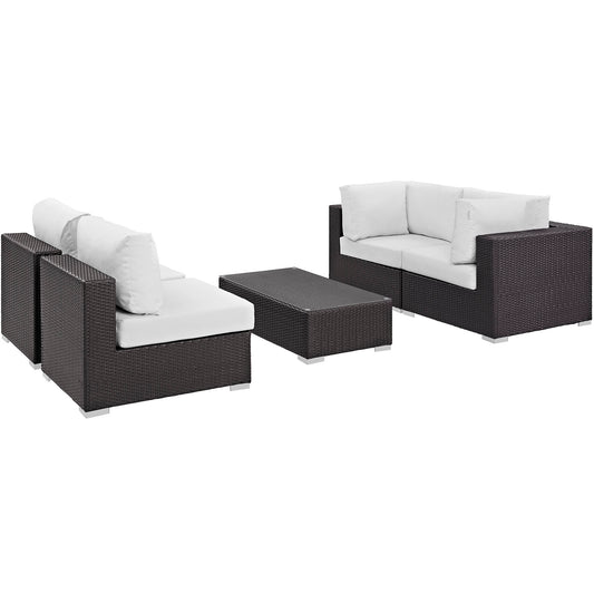 Modway Convene 5 Piece Outdoor Patio Coffee Table Set | Outdoor Sofas, Loveseats & Sectionals | Modishstore-40