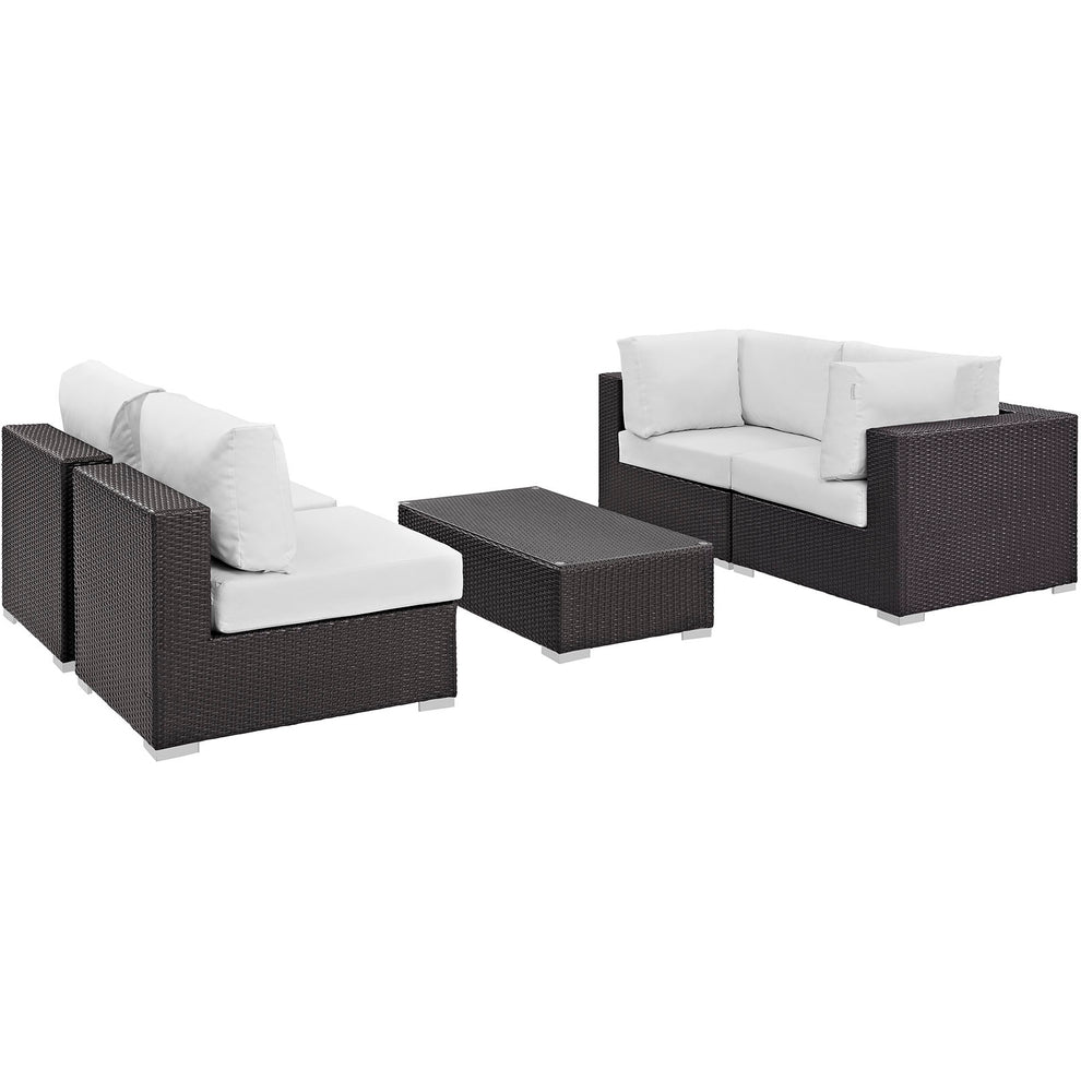 Modway Convene 5 Piece Outdoor Patio Coffee Table Set - EEI-2163 | Outdoor Sofas, Loveseats & Sectionals | Modishstore - 1