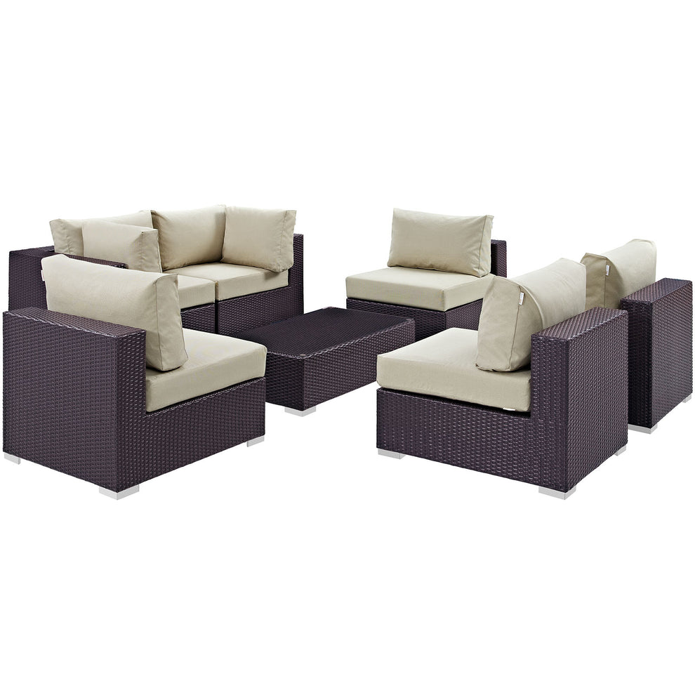 Modway Convene 7 Piece Outdoor Patio Sectional Set - EEI-2164 - EEI-2164 | Outdoor Sofas, Loveseats & Sectionals | Modishstore - 7