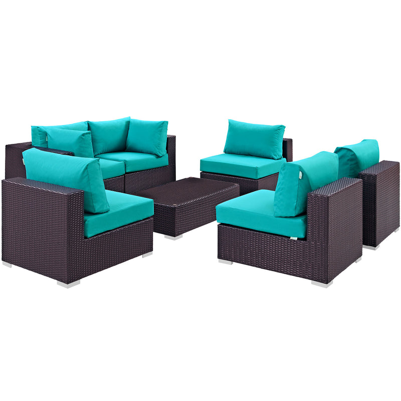 Modway Convene 7 Piece Outdoor Patio Sectional Set - EEI-2164 - EEI-2164 | Outdoor Sofas, Loveseats & Sectionals | Modishstore - 2