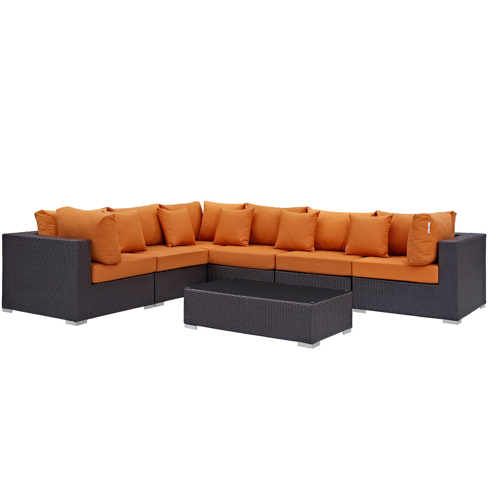 Modway Convene 7 Piece Outdoor Patio Sectional Set - EEI-2168 - EEI-2168 | Outdoor Sofas, Loveseats & Sectionals | Modishstore - 3