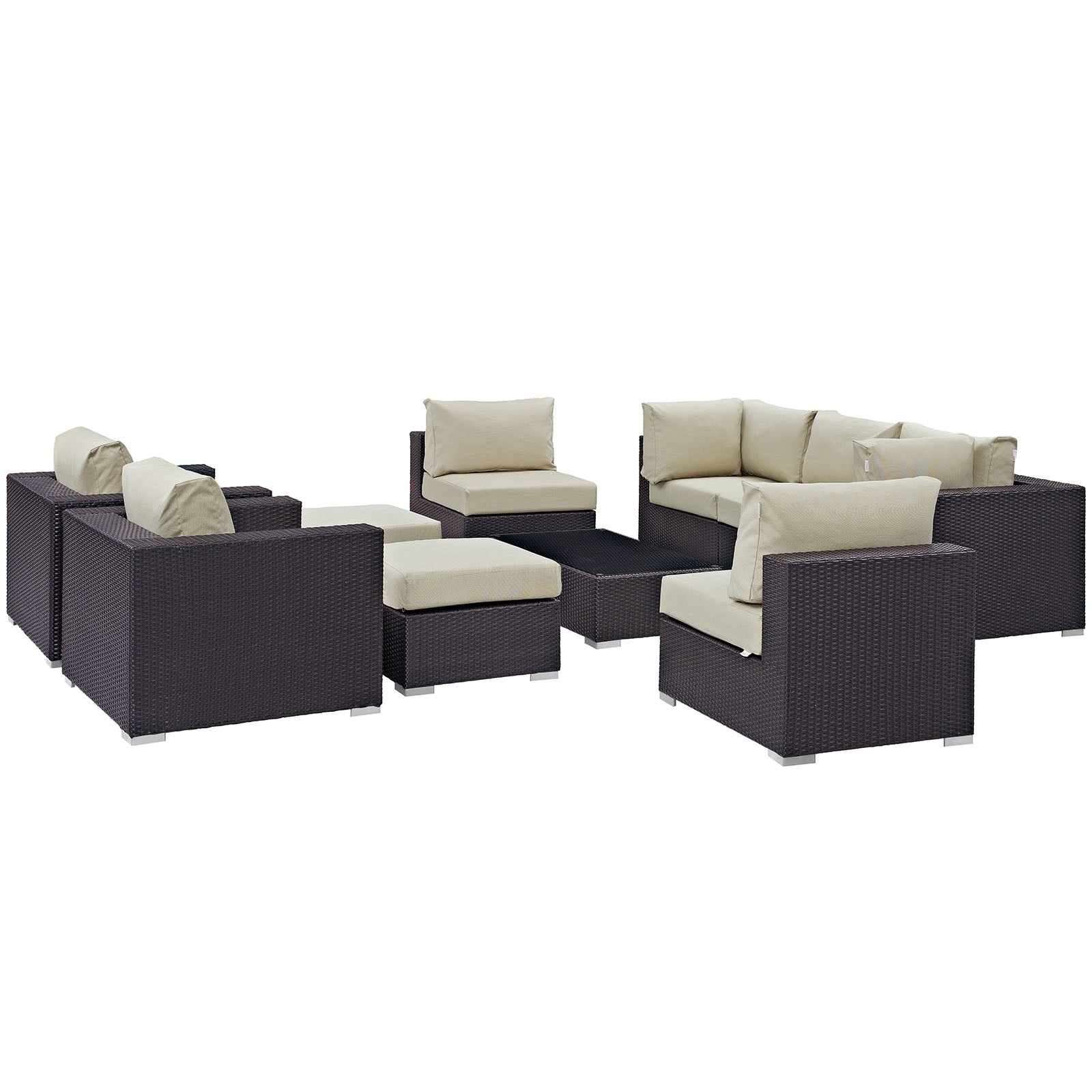 Modway Convene 10 Piece Outdoor Patio Sectional Set | Outdoor Sofas, Loveseats & Sectionals | Modishstore-27