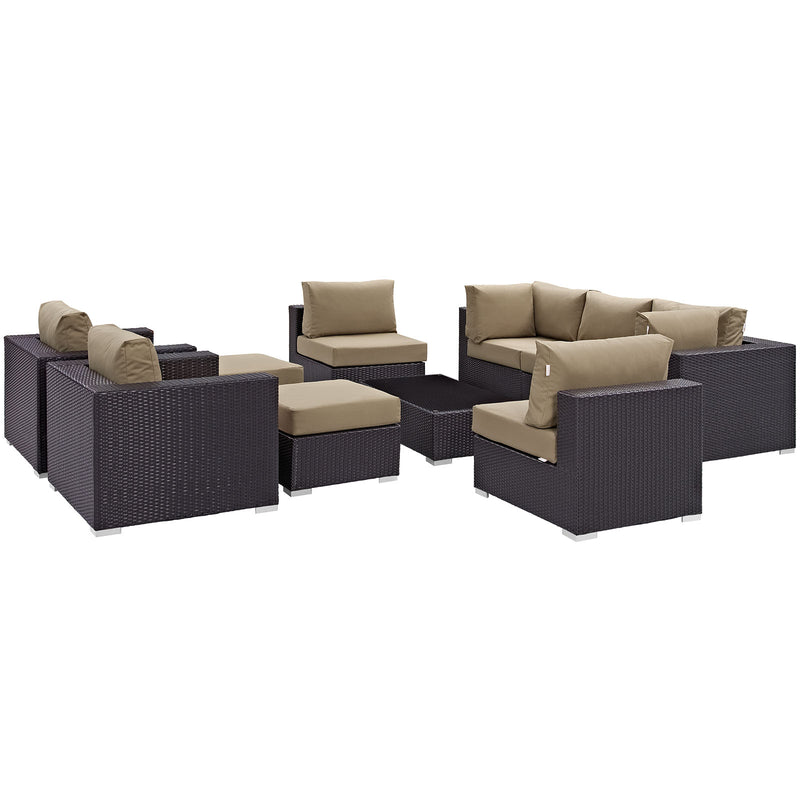 Modway Convene 10 Piece Outdoor Patio Sectional Set - EEI-2169 | Outdoor Sofas, Loveseats & Sectionals | Modishstore - 6