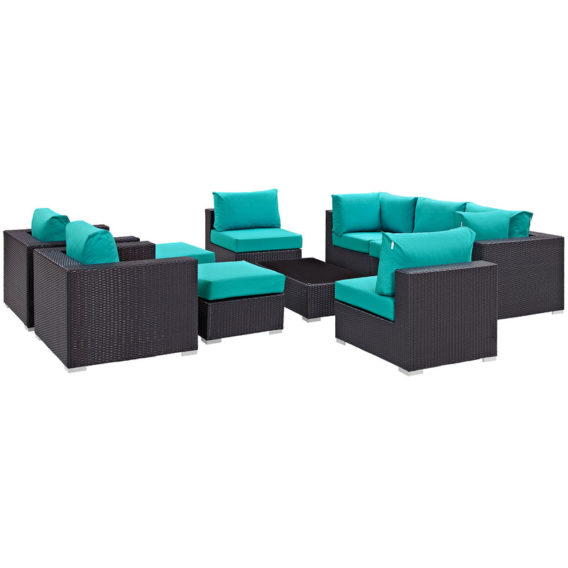 Modway Convene 10 Piece Outdoor Patio Sectional Set - EEI-2169 | Outdoor Sofas, Loveseats & Sectionals | Modishstore - 2