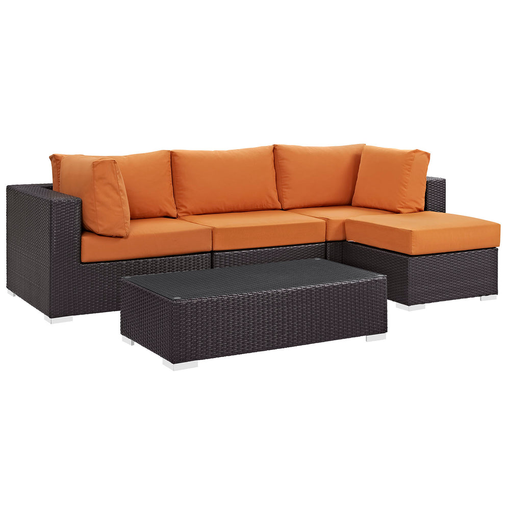 Modway Convene 5 Piece Outdoor Patio Sectional Set - EEI-2172 - EEI-2172 | Outdoor Sofas, Loveseats & Sectionals | Modishstore - 5