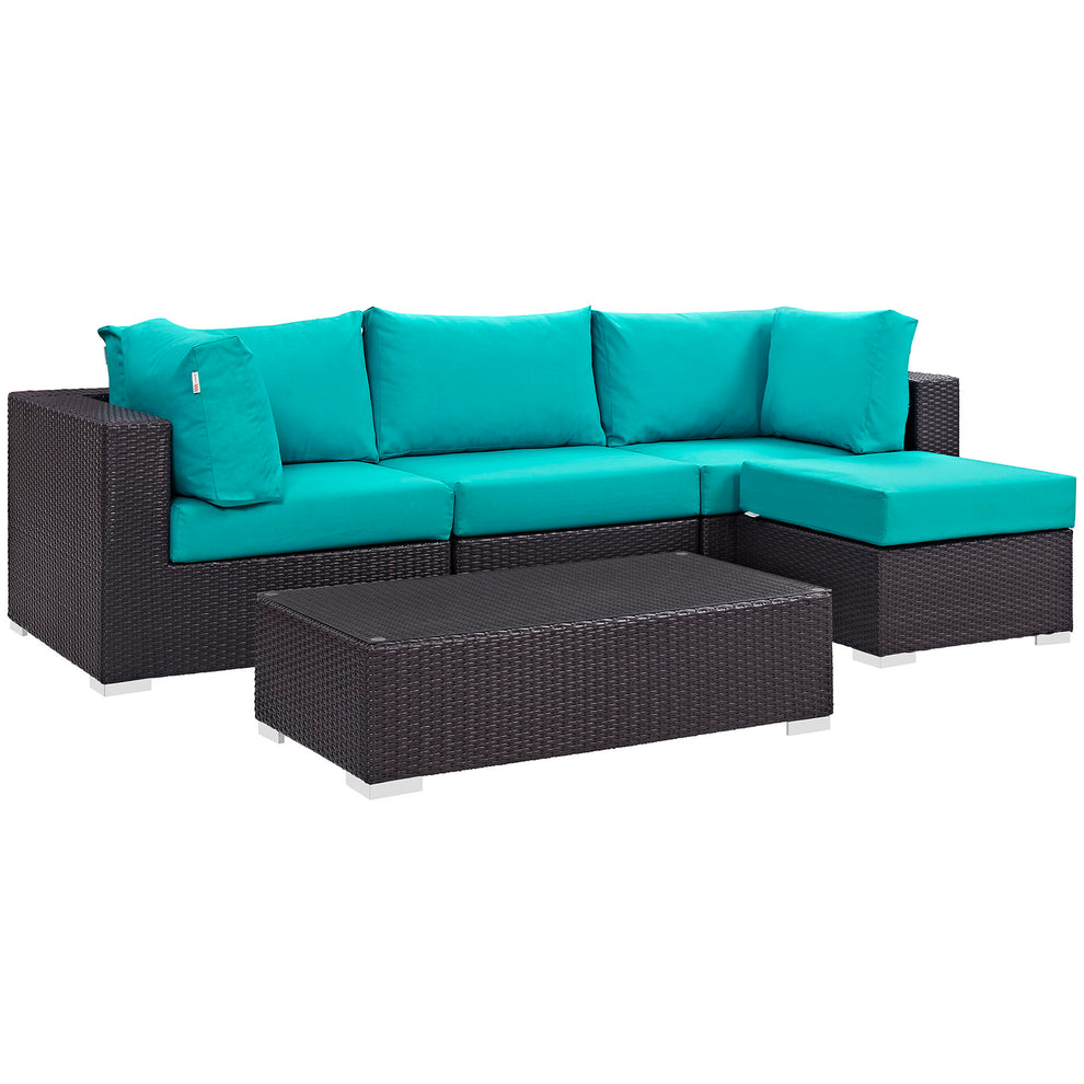 Modway Convene 5 Piece Outdoor Patio Sectional Set - EEI-2172 - EEI-2172 | Outdoor Sofas, Loveseats & Sectionals | Modishstore - 2