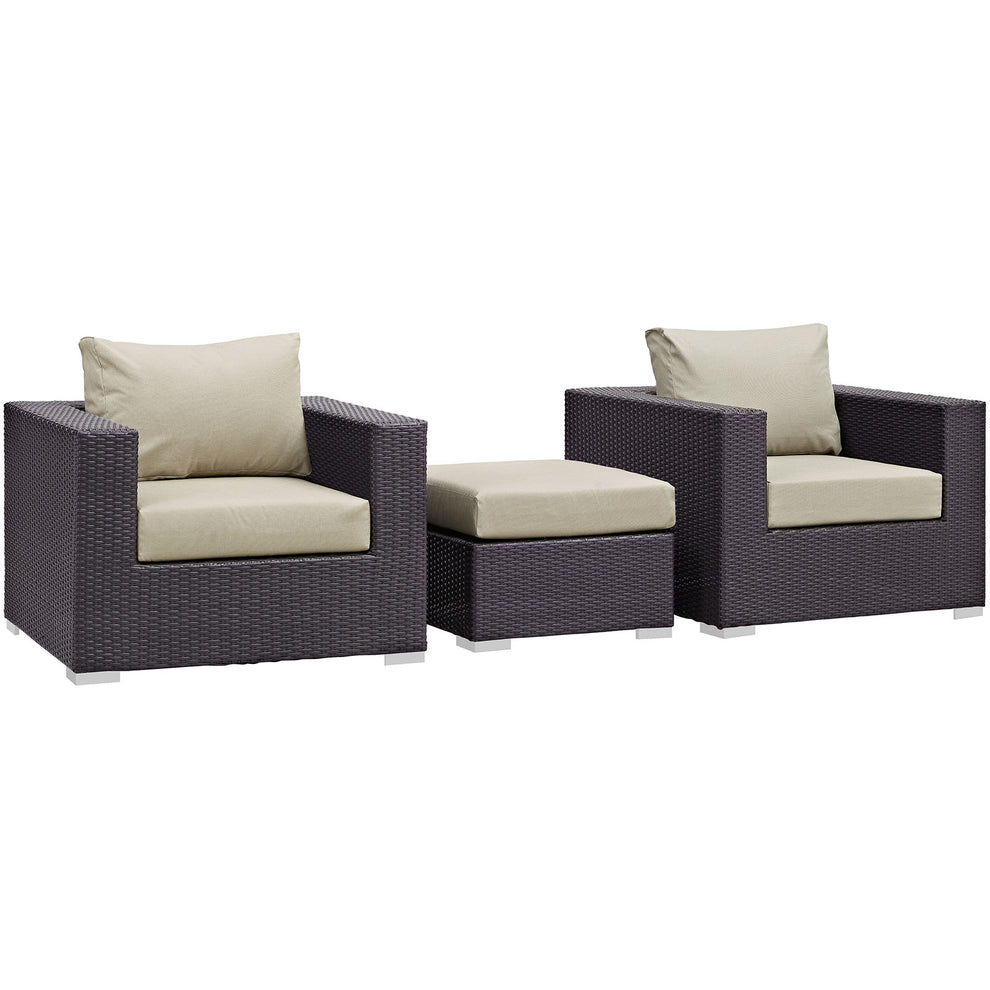 Modway Convene 3 Piece Outdoor Patio Ottoman & Armchair Set - EEI-2174 - EEI-2174 | Outdoor Sofas, Loveseats & Sectionals | Modishstore - 7