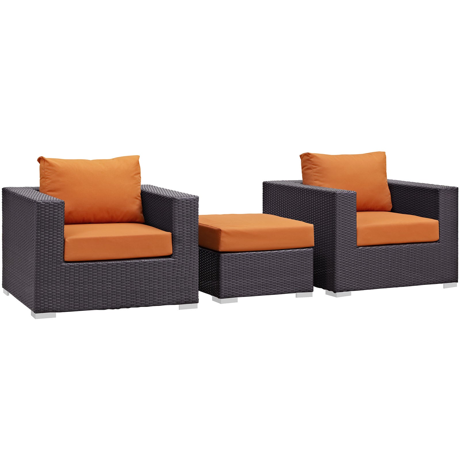 Modway Convene 3 Piece Outdoor Patio Ottoman & Armchair Set - EEI-2174 | Outdoor Sofas, Loveseats & Sectionals | Modishstore-24