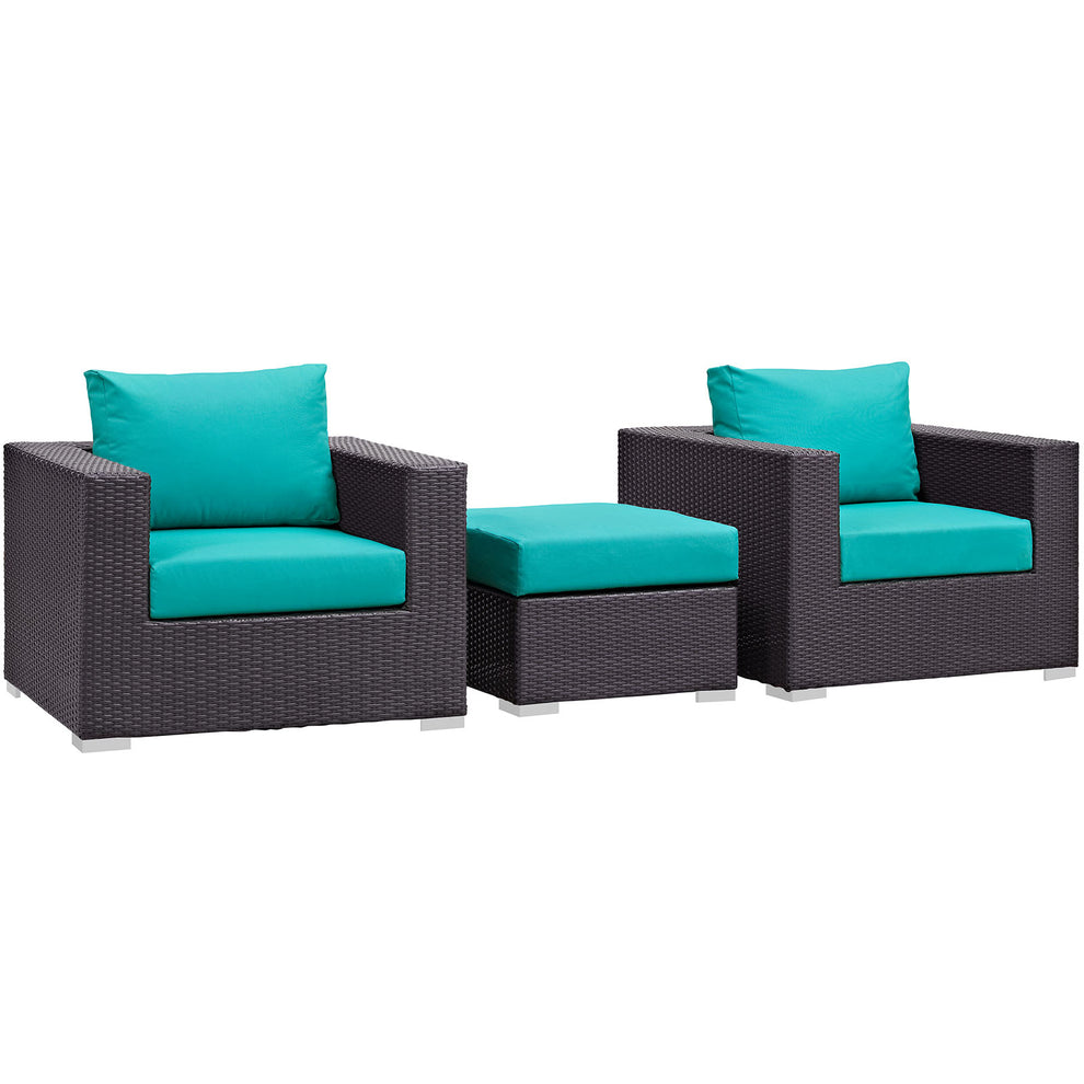 Modway Convene 3 Piece Outdoor Patio Ottoman & Armchair Set - EEI-2174 - EEI-2174 | Outdoor Sofas, Loveseats & Sectionals | Modishstore - 2