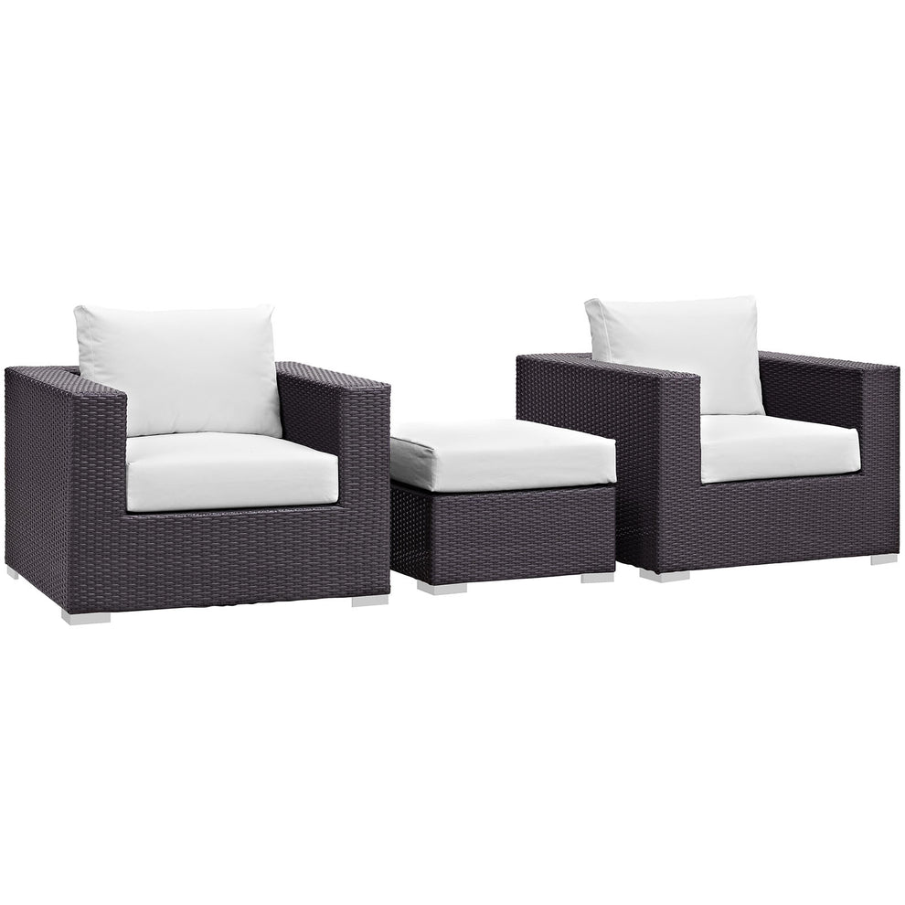 Modway Convene 3 Piece Outdoor Patio Ottoman & Armchair Set - EEI-2174 - EEI-2174 | Outdoor Sofas, Loveseats & Sectionals | Modishstore - 1