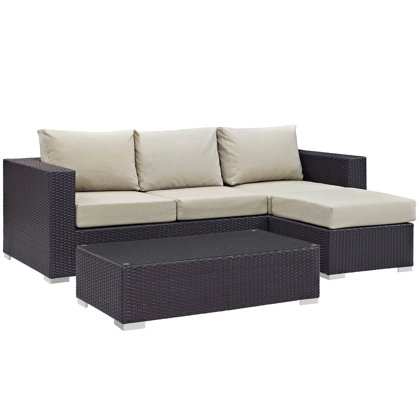 Modway Convene 3 Piece Outdoor Patio Sofa Set | Outdoor Sofas, Loveseats & Sectionals | Modishstore-27