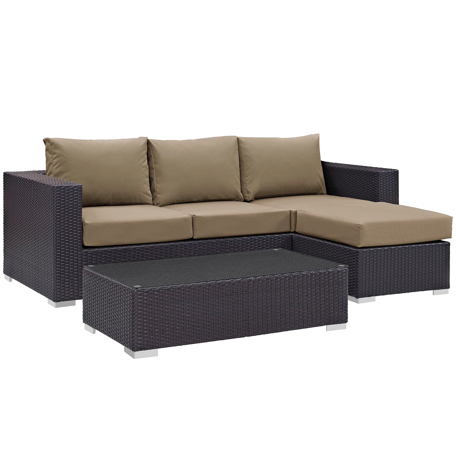 Modway Convene 3 Piece Outdoor Patio Sofa Set | Outdoor Sofas, Loveseats & Sectionals | Modishstore-26