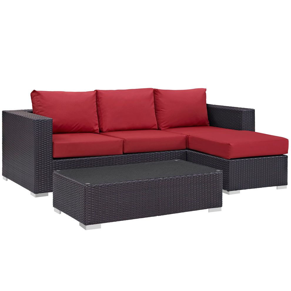 Modway Convene 3 Piece Outdoor Patio Sofa Set - EEI-2178 | Outdoor Sofas, Loveseats & Sectionals | Modishstore - 3
