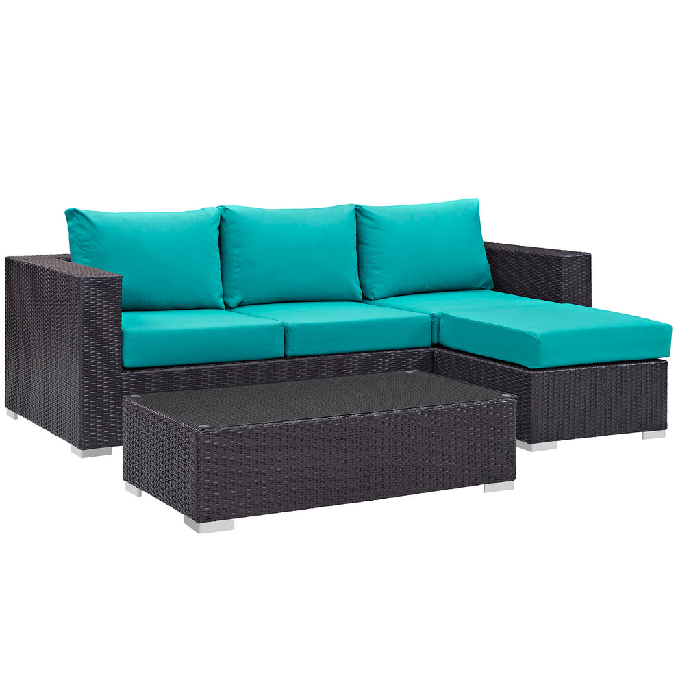 Modway Convene 3 Piece Outdoor Patio Sofa Set - EEI-2178 | Outdoor Sofas, Loveseats & Sectionals | Modishstore - 2