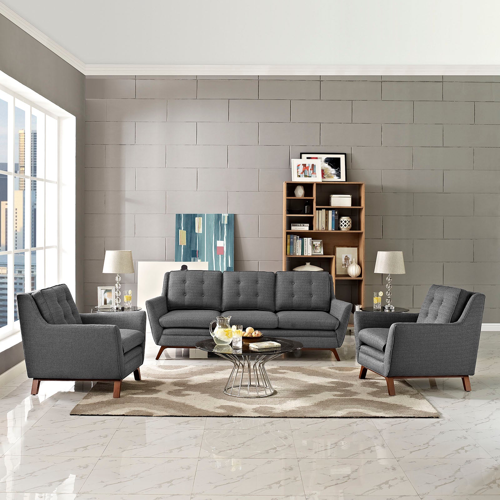 Beguile 3 Piece Upholstered Fabric Living Room Set By Modway - EEI-2184 | Sofas | Modishstore - 7