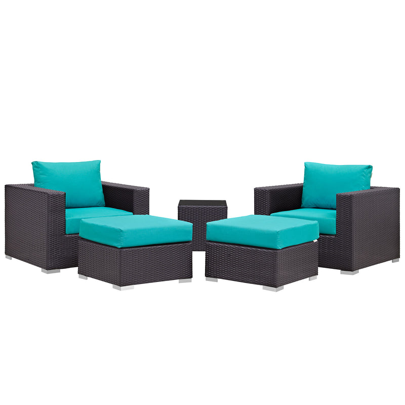 Modway Convene 5 Piece Outdoor Patio Sectional Set - EEI-2201 - EEI-2201 | Outdoor Sofas, Loveseats & Sectionals | Modishstore - 2