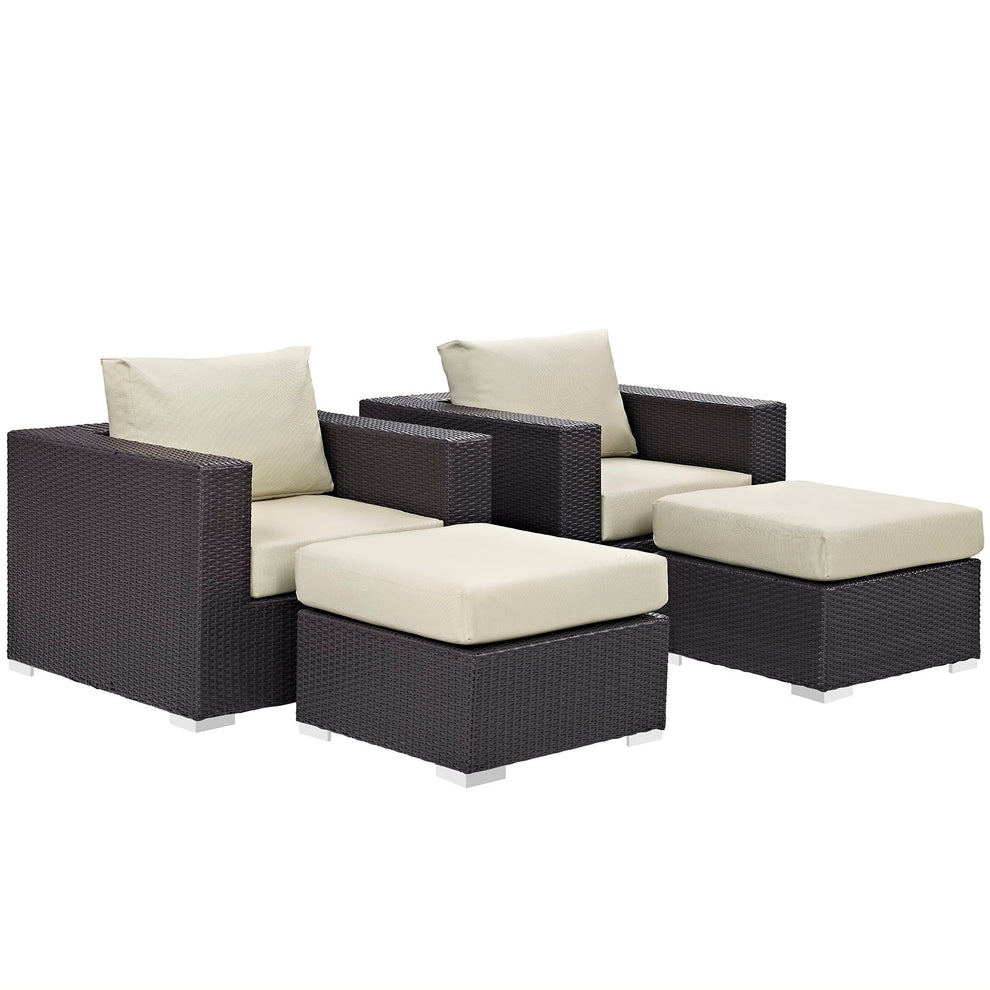 Modway Convene 4 Piece Outdoor Patio Sectional Set - EEI-2202 | Outdoor Sofas, Loveseats & Sectionals | Modishstore - 3
