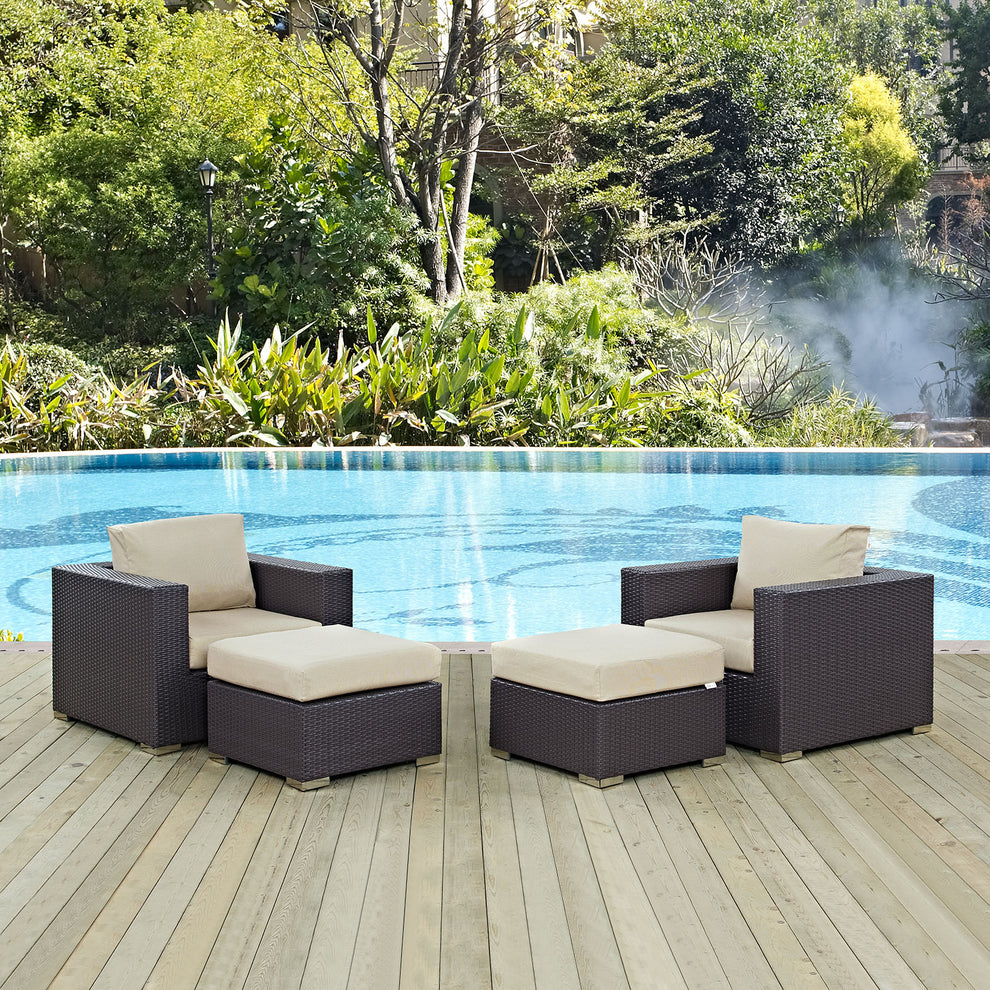 Modway Convene 4 Piece Outdoor Patio Sectional Set - EEI-2202 | Outdoor Sofas, Loveseats & Sectionals | Modishstore - 1