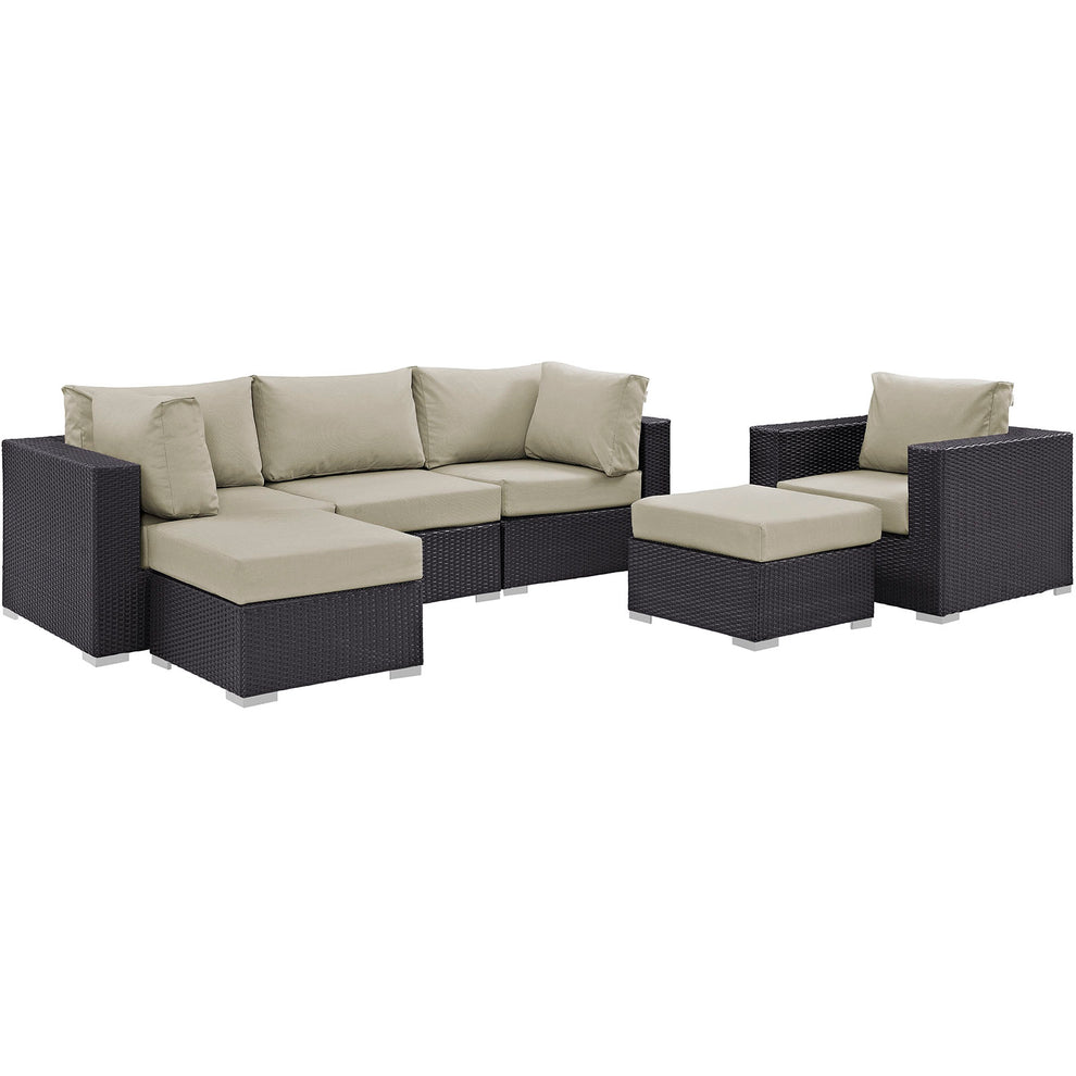 Modway Convene 6 Piece Outdoor Patio Sectional Set - EEI-2207 - EEI-2207 | Outdoor Sofas, Loveseats & Sectionals | Modishstore - 7