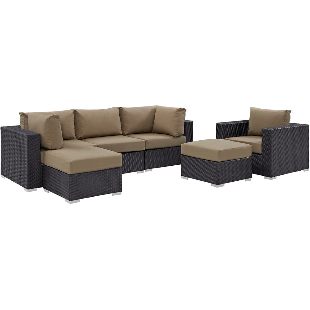 Modway Convene 6 Piece Outdoor Patio Sectional Set - EEI-2207 - EEI-2207 | Outdoor Sofas, Loveseats & Sectionals | Modishstore - 6