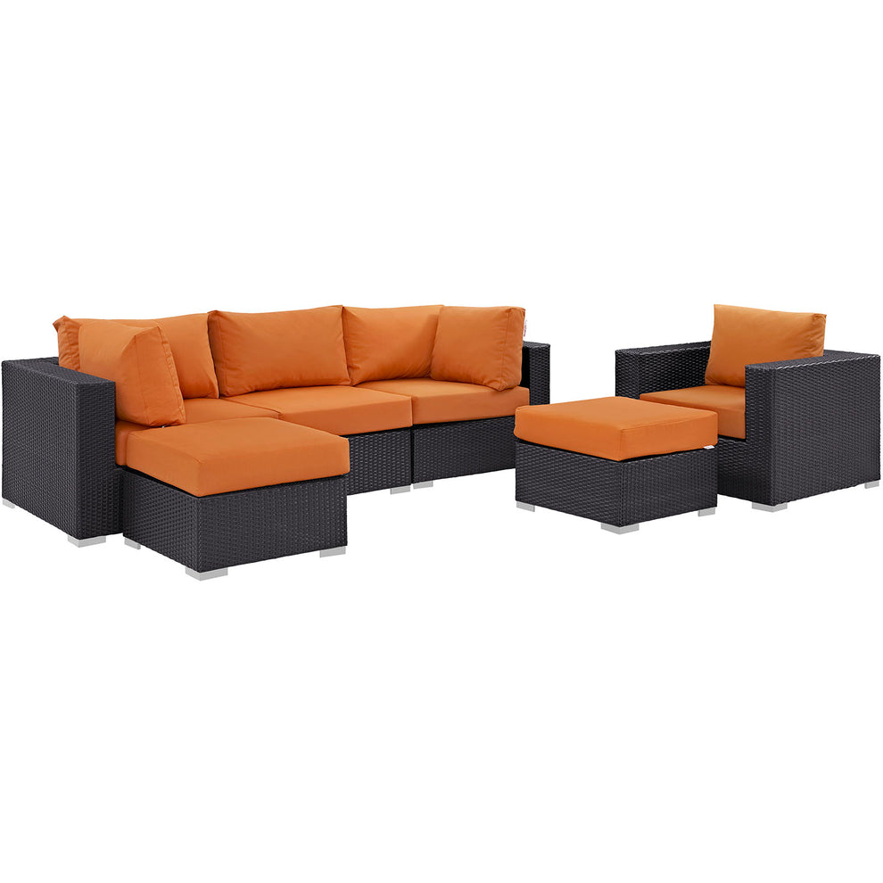 Modway Convene 6 Piece Outdoor Patio Sectional Set - EEI-2207 - EEI-2207 | Outdoor Sofas, Loveseats & Sectionals | Modishstore - 5