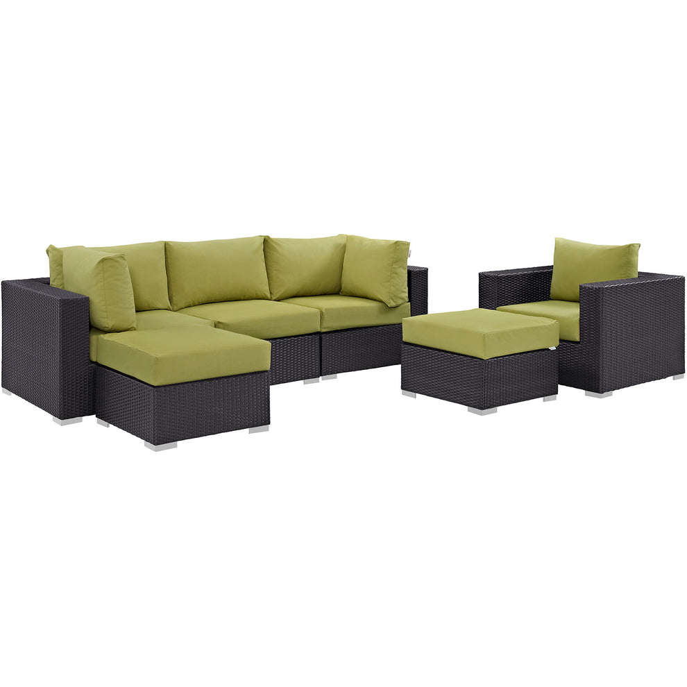 Modway Convene 6 Piece Outdoor Patio Sectional Set - EEI-2207 - EEI-2207 | Outdoor Sofas, Loveseats & Sectionals | Modishstore - 4