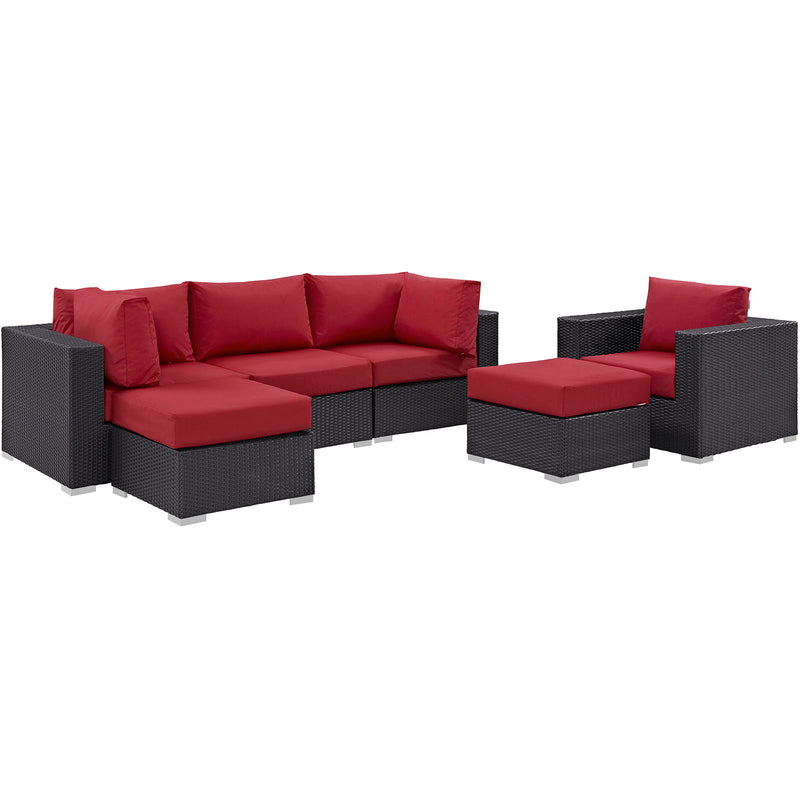 Modway Convene 6 Piece Outdoor Patio Sectional Set - EEI-2207 - EEI-2207 | Outdoor Sofas, Loveseats & Sectionals | Modishstore - 3