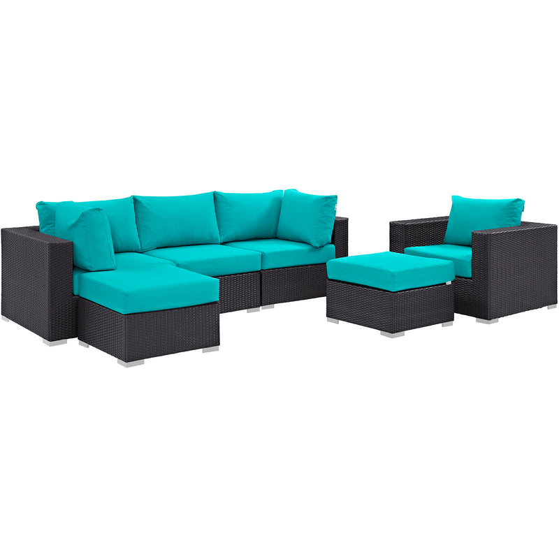 Modway Convene 6 Piece Outdoor Patio Sectional Set - EEI-2207 - EEI-2207 | Outdoor Sofas, Loveseats & Sectionals | Modishstore - 2
