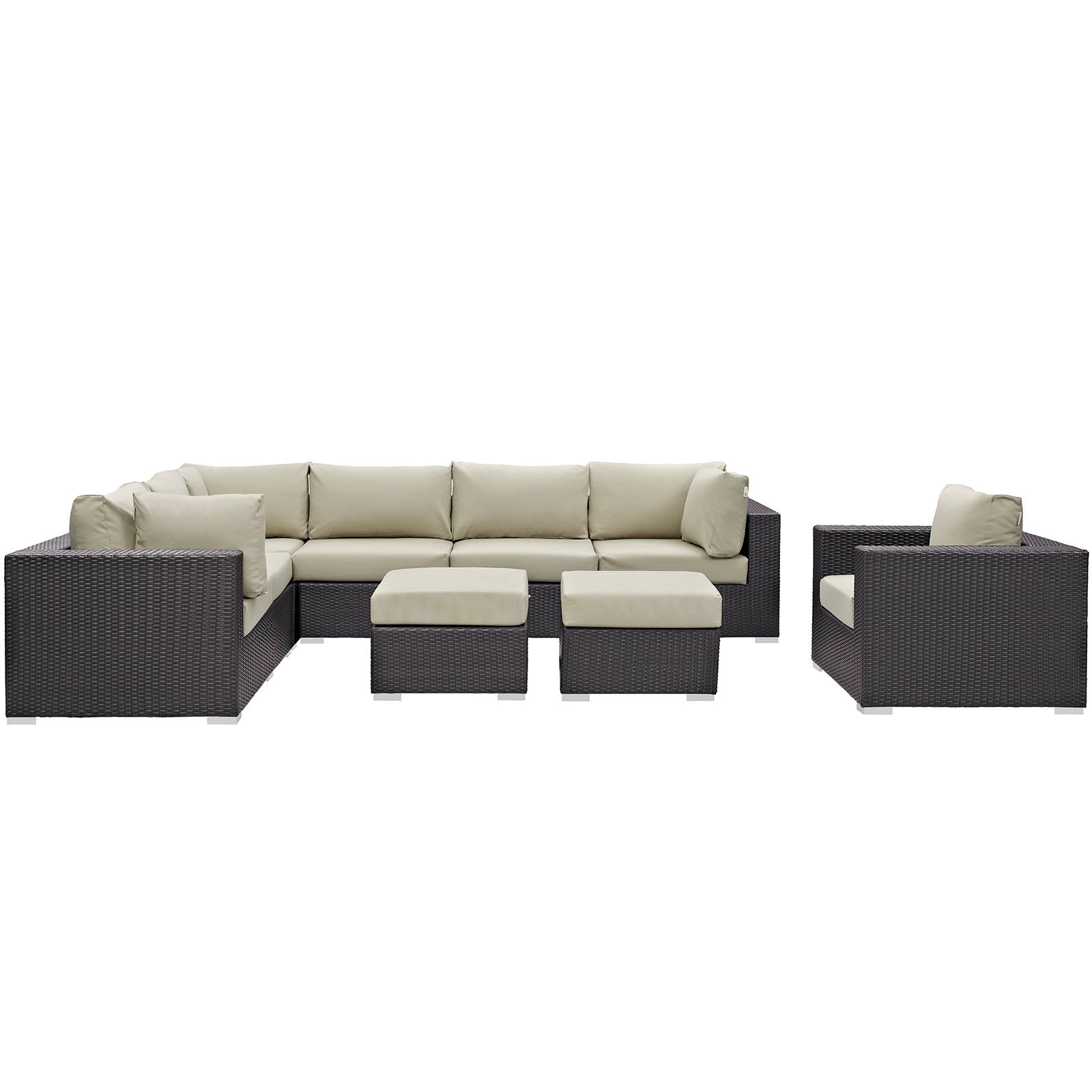 Modway Convene 9 Piece Outdoor Patio Sectional Set | Outdoor Sofas, Loveseats & Sectionals | Modishstore-27
