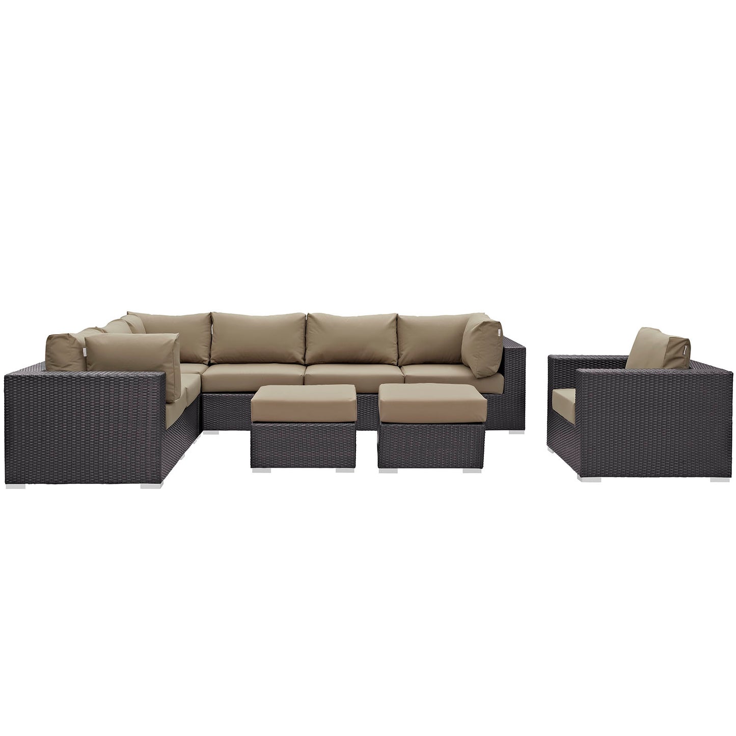 Modway Convene 9 Piece Outdoor Patio Sectional Set | Outdoor Sofas, Loveseats & Sectionals | Modishstore-26