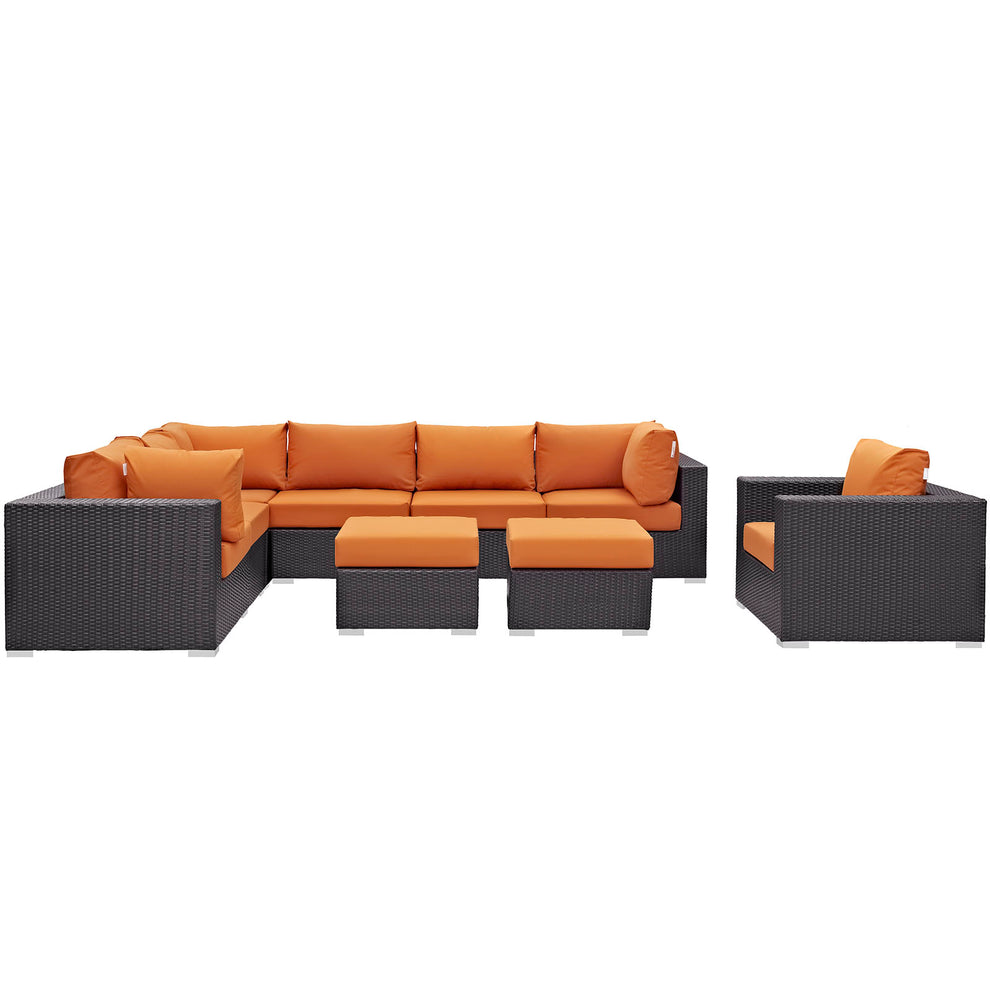 Modway Convene 9 Piece Outdoor Patio Sectional Set - EEI-2208 | Outdoor Sofas, Loveseats & Sectionals | Modishstore - 5