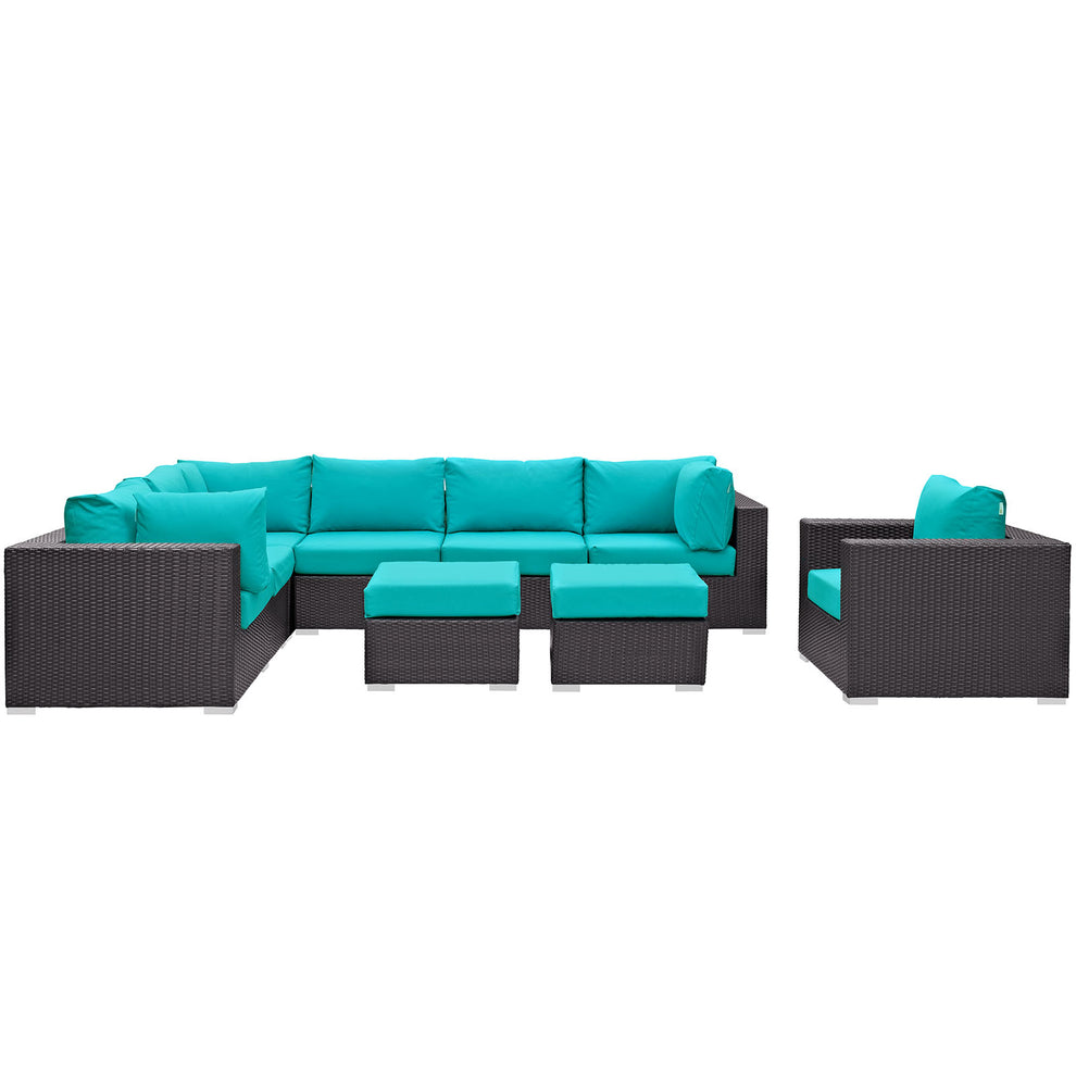 Modway Convene 9 Piece Outdoor Patio Sectional Set - EEI-2208 | Outdoor Sofas, Loveseats & Sectionals | Modishstore - 2
