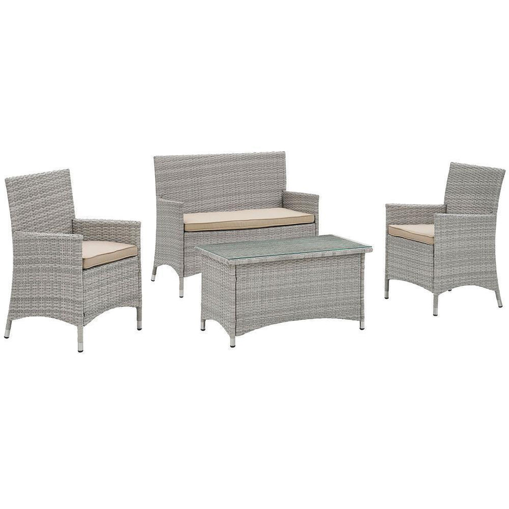 Modway Bridge 4 Piece Outdoor Patio Rattan Conversation Set - EEI-2212 | Outdoor Sofas, Loveseats & Sectionals | Modishstore - 2