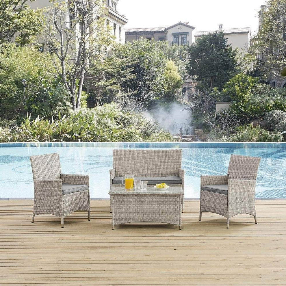 Modway Bridge 4 Piece Outdoor Patio Rattan Conversation Set - EEI-2212 | Outdoor Sofas, Loveseats & Sectionals | Modishstore - 7