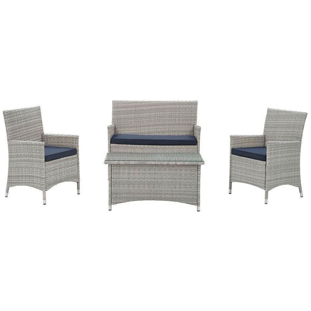 Modway Bridge 4 Piece Outdoor Patio Rattan Conversation Set - EEI-2212 | Outdoor Sofas, Loveseats & Sectionals | Modishstore - 10