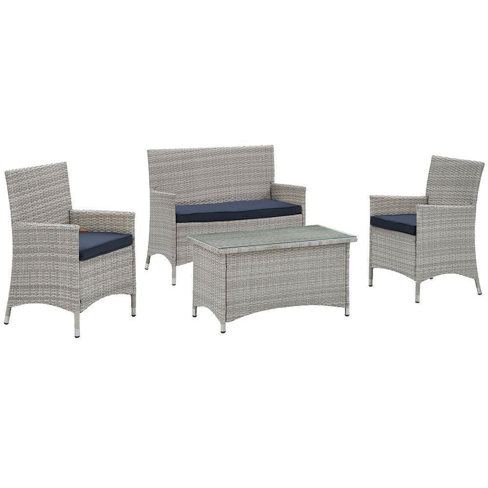 Modway Bridge 4 Piece Outdoor Patio Rattan Conversation Set - EEI-2212 | Outdoor Sofas, Loveseats & Sectionals | Modishstore - 17