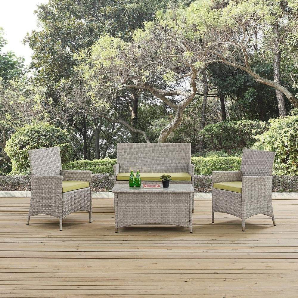 Modway Bridge 4 Piece Outdoor Patio Rattan Conversation Set - EEI-2212 | Outdoor Sofas, Loveseats & Sectionals | Modishstore - 14