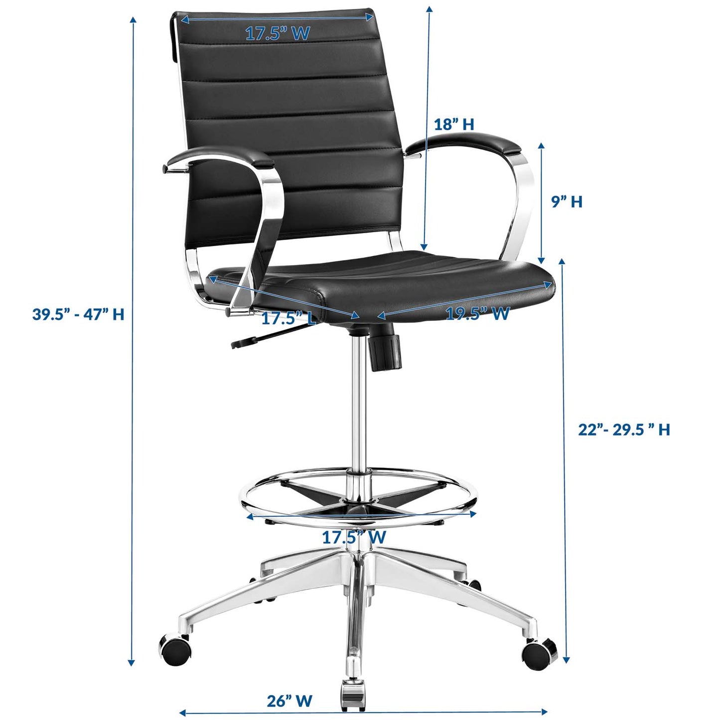 Modway Advance Drafting Chair - Black | Office Chairs | Modishstore-4