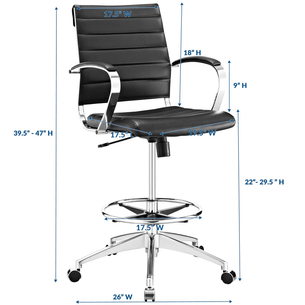 Modway Advance Drafting Chair - Black - EEI-2290 | Office Chairs | Modishstore - 4