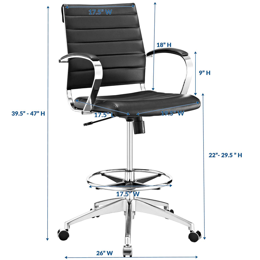 Modway Advance Drafting Chair - Black - EEI-2290 | Office Chairs | Modishstore - 5