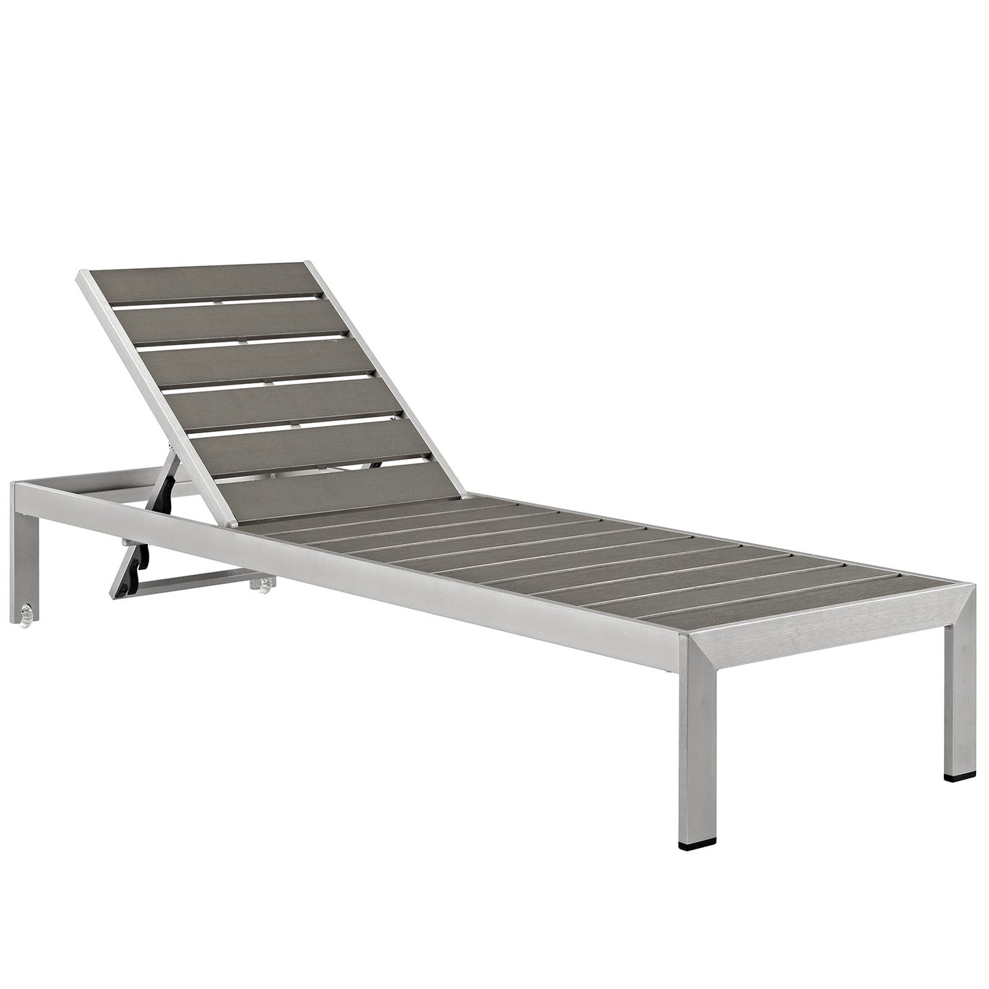 Modway Shore Outdoor Patio Aluminum Chaise - Silver Gray | Outdoor Recliners & Lounge Chairs | Modishstore-2