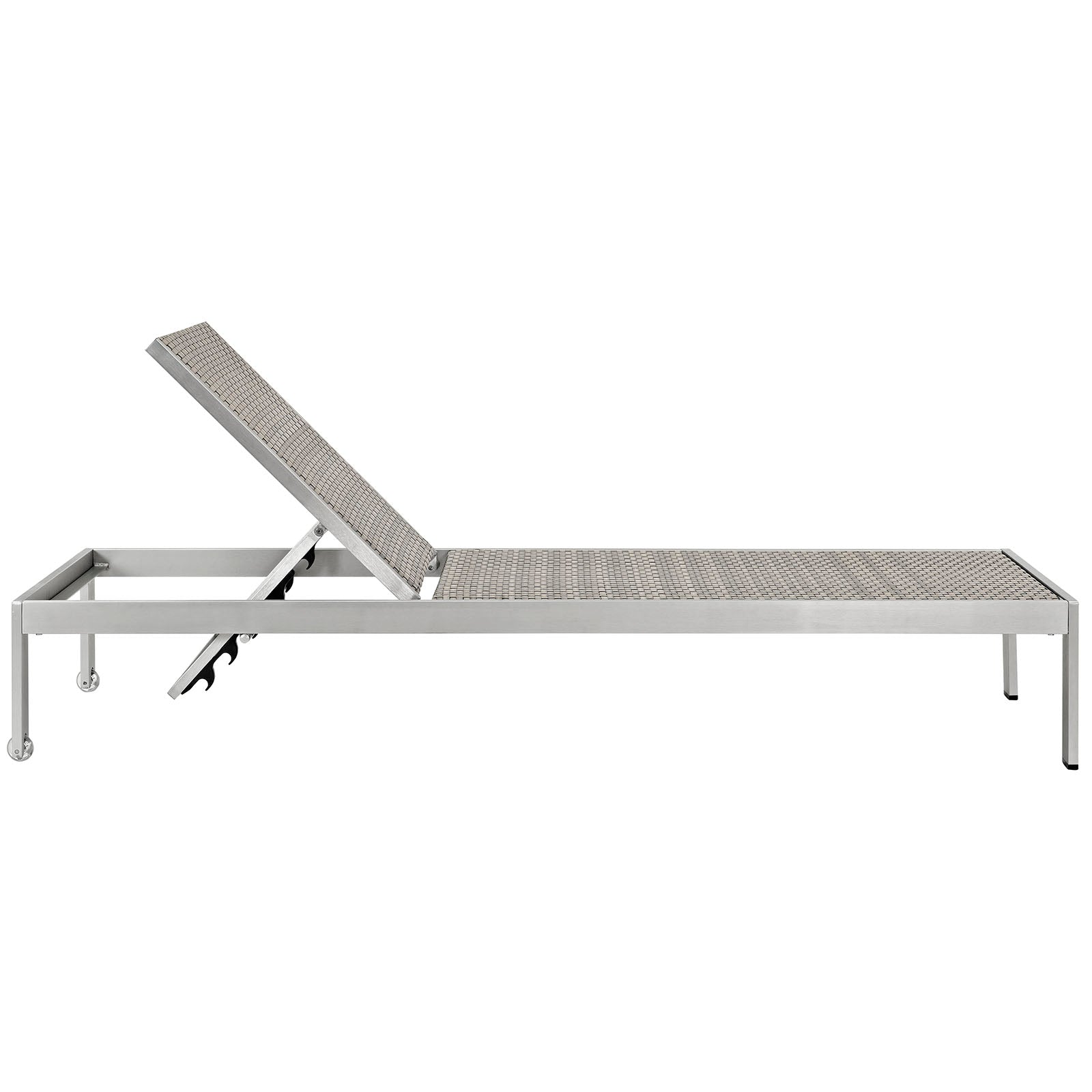 Modway Shore Outdoor Patio Aluminum Rattan Chaise - Silver Gray | Outdoor Recliners & Lounge Chairs | Modishstore-4