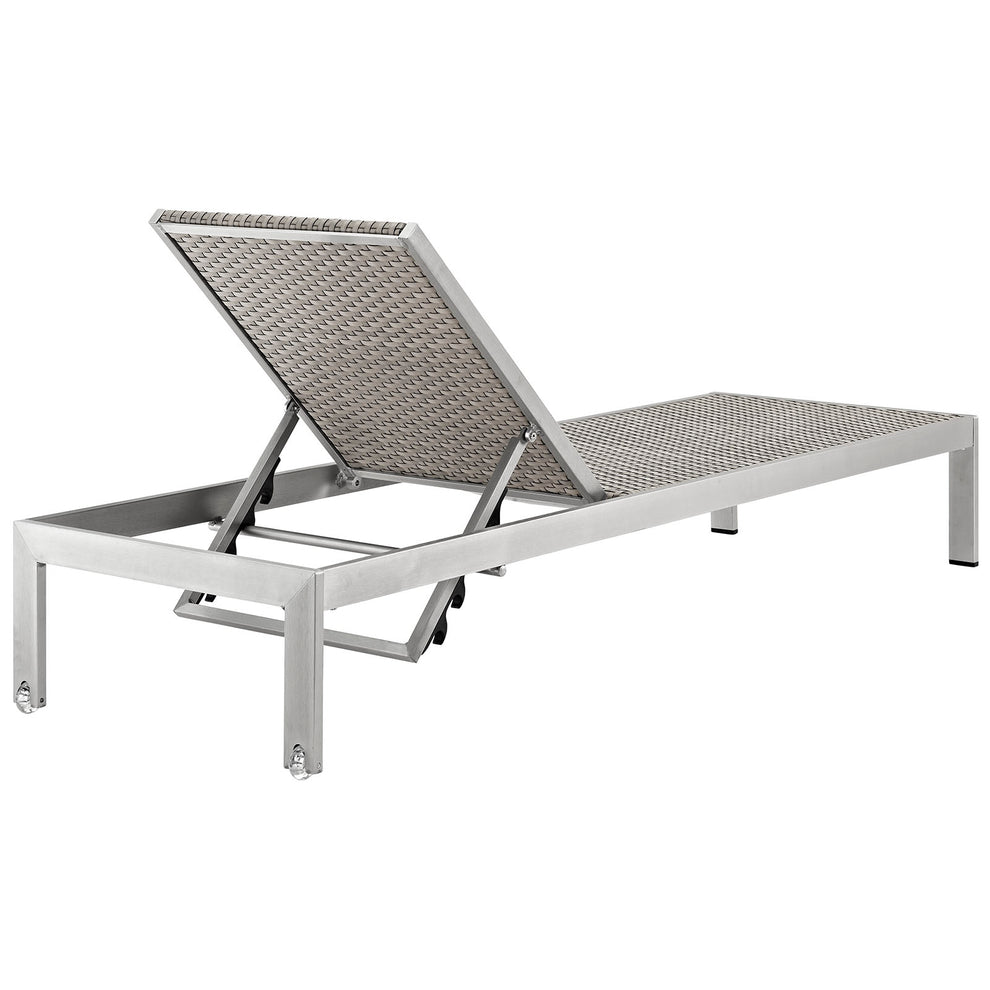 Modway Shore Outdoor Patio Aluminum Rattan Chaise - Silver Gray - EEI-2250 | Outdoor Recliners & Lounge Chairs | Modishstore - 2