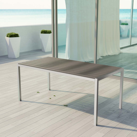 Modway Shore Outdoor Patio Aluminum Dining Table - Silver Gray | Dining Tables | Modishstore